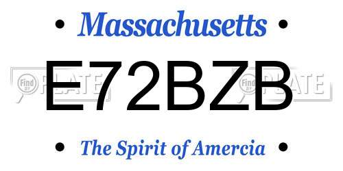E72BZB Massachusetts License Plate