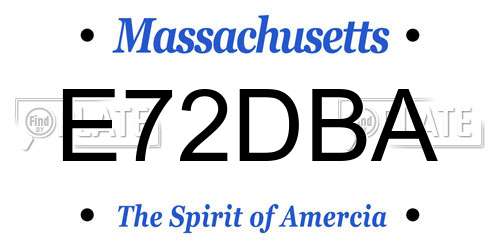 E72DBA Massachusetts License Plate