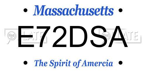 E72DSA Massachusetts License Plate