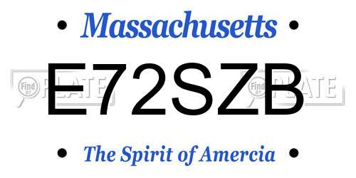 E72SZB Massachusetts License Plate