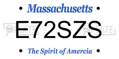 E72SZS Massachusetts License Plate