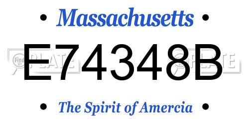 E74348B Massachusetts License Plate
