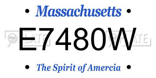 E7480W Massachusetts License Plate