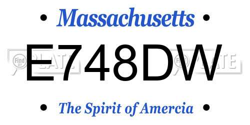 E748DW Massachusetts License Plate