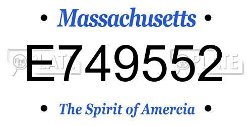 E749552 Massachusetts License Plate