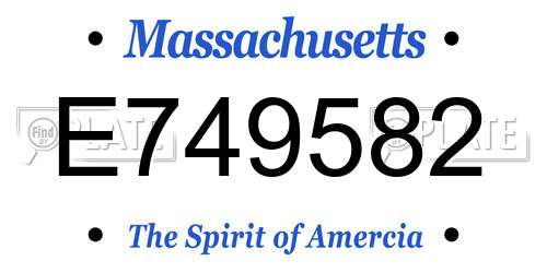 E749582 Massachusetts License Plate