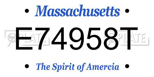 E74958T Massachusetts License Plate