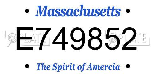 E749852 Massachusetts License Plate