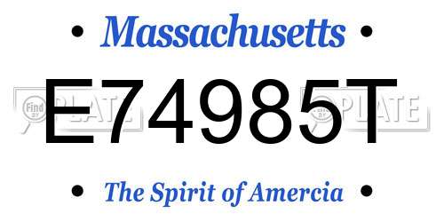 E74985T Massachusetts License Plate