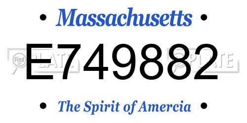 E749882 Massachusetts License Plate
