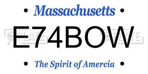 E74BOW Massachusetts License Plate