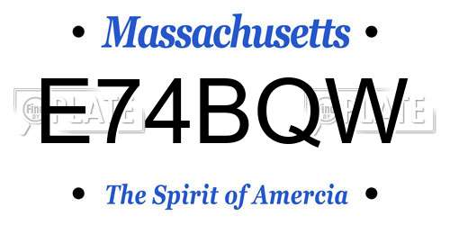E74BQW Massachusetts License Plate