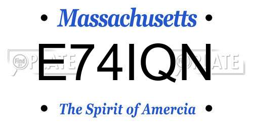 E74IQN Massachusetts License Plate