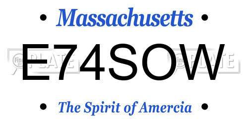 E74SOW Massachusetts License Plate