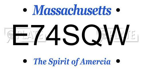 E74SQW Massachusetts License Plate
