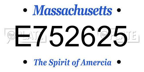 E752625 Massachusetts License Plate
