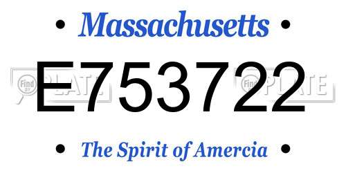 E753722 Massachusetts License Plate