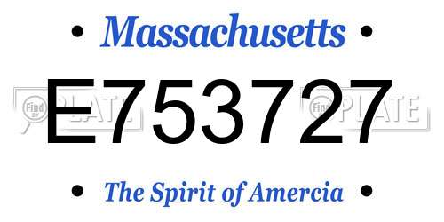 E753727 Massachusetts License Plate