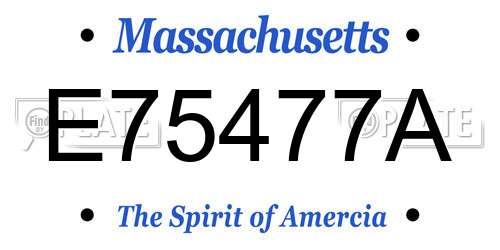 E75477A Massachusetts License Plate
