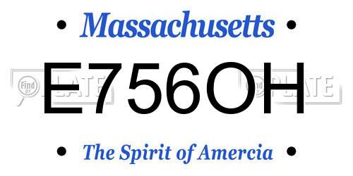 E756OH Massachusetts License Plate