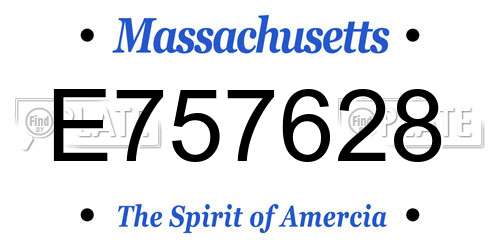 E757628 Massachusetts License Plate