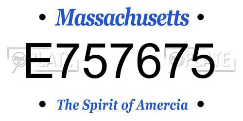 E757675 Massachusetts License Plate