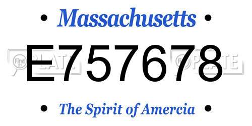 E757678 Massachusetts License Plate