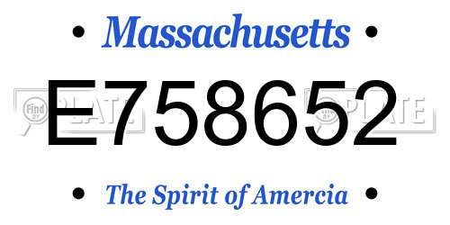 E758652 Massachusetts License Plate