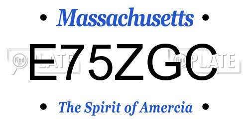 E75ZGC Massachusetts License Plate