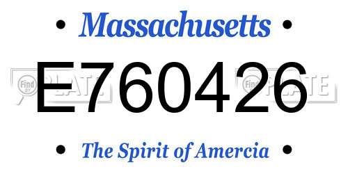 E760426 Massachusetts License Plate