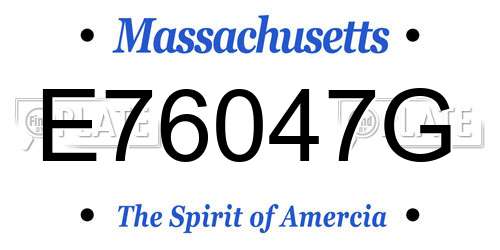 E76047G Massachusetts License Plate