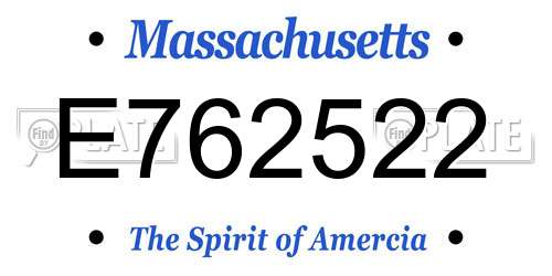 E762522 Massachusetts License Plate