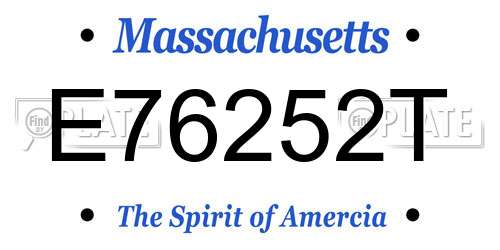 E76252T Massachusetts License Plate