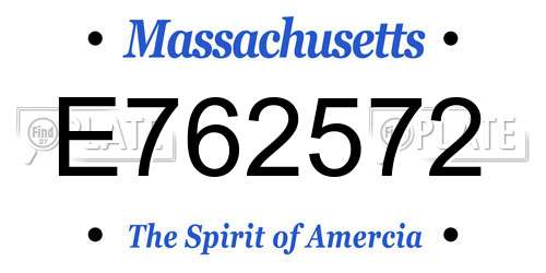 E762572 Massachusetts License Plate