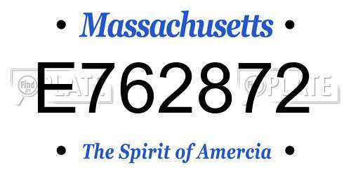 E762872 Massachusetts License Plate