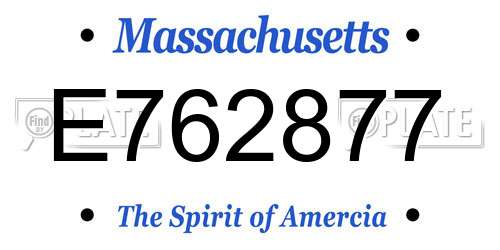 E762877 Massachusetts License Plate