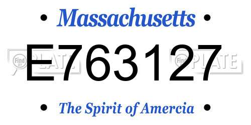 E763127 Massachusetts License Plate