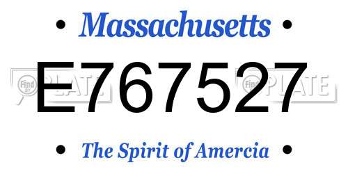 E767527 Massachusetts License Plate
