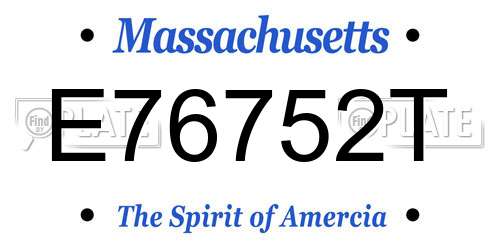E76752T Massachusetts License Plate