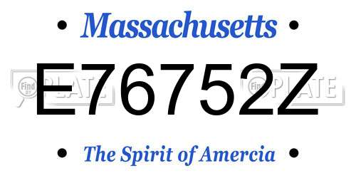 E76752Z Massachusetts License Plate
