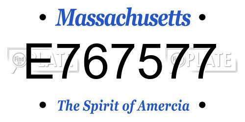 E767577 Massachusetts License Plate
