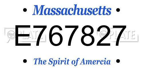 E767827 Massachusetts License Plate