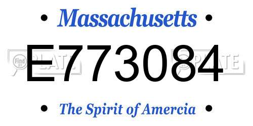 E773084 Massachusetts License Plate