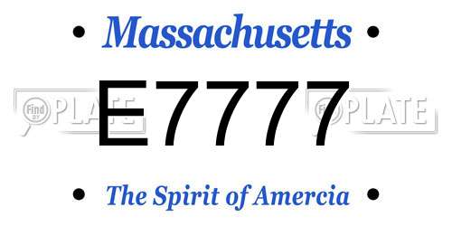 E7777 Massachusetts License Plate