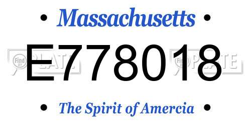 E778018 Massachusetts License Plate