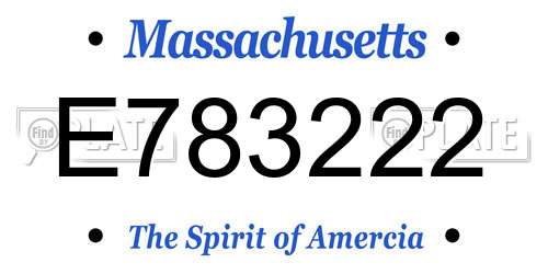 E783222 Massachusetts License Plate