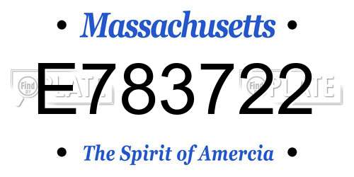 E783722 Massachusetts License Plate