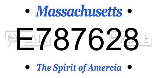 E787628 Massachusetts License Plate