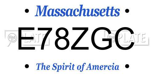 E78ZGC Massachusetts License Plate
