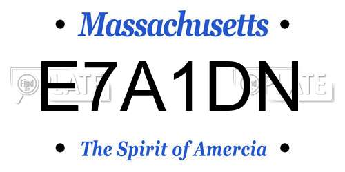 E7A1DN Massachusetts License Plate